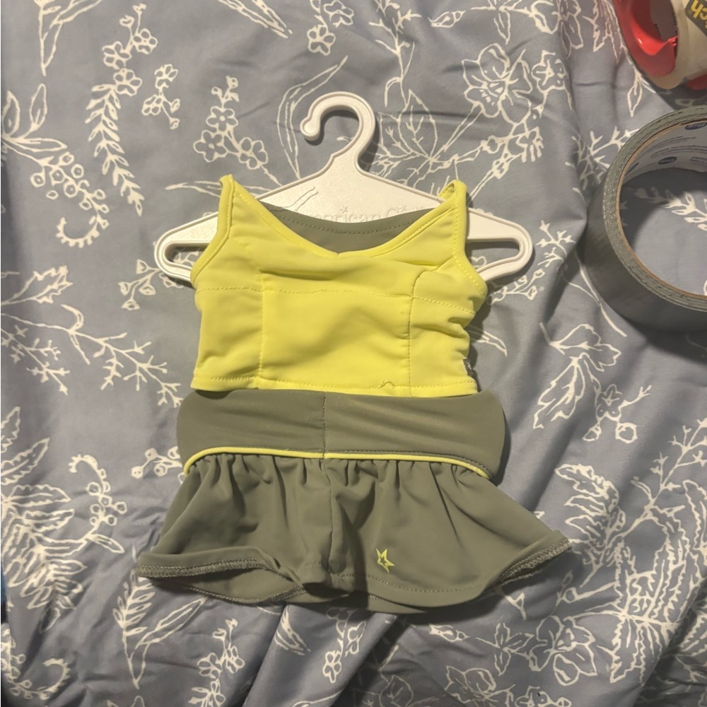 American Girl Yellow and Gray Doll Dress